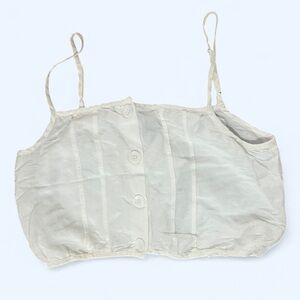VOLCOM Women's White Button-Up Linen Blend Camisole Top